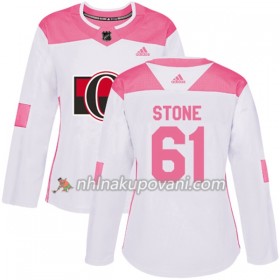 Ottawa Senators Dresy Mark Stone 61 Bílá 2017-2018 Adidas Růžová Fashion Authentic - Dámské
